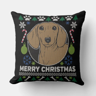 Dackel Ugly Christmas Sweater Dog Design Kissen