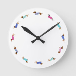 Dackel-Uhr Runde Wanduhr