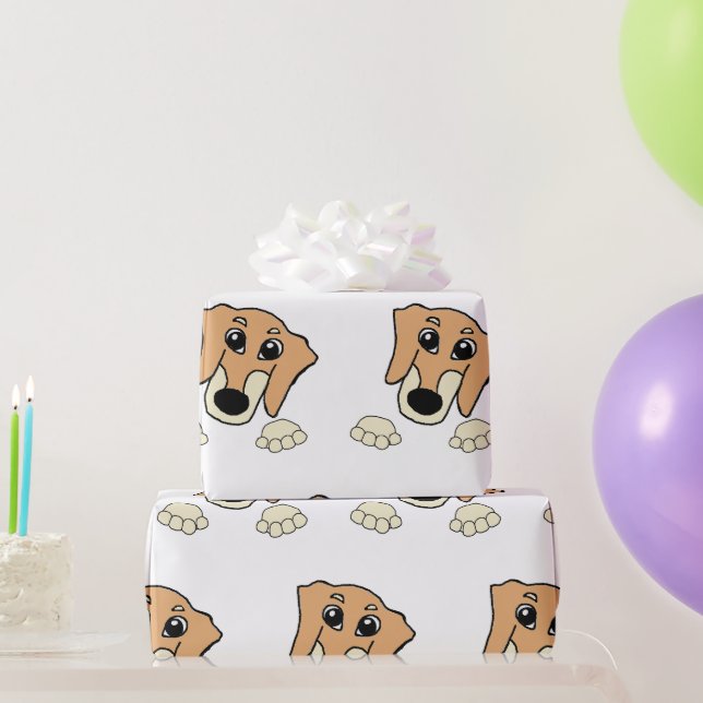 Dackel und cremefarbener Cartoon Geschenkpapier (Partygeschenke)