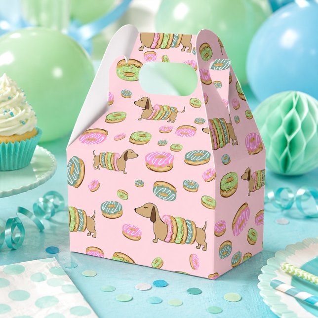 Dackel und Donuts Geschenkbox für Party Geschenkschachtel (Dachshunds and donuts gift box or wiener dog and donuts party favor)
