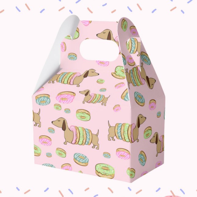 Dackel und Donuts Geschenkbox für Party Geschenkschachtel (Dachshunds and donuts gift box or wiener dog and donuts party favor)