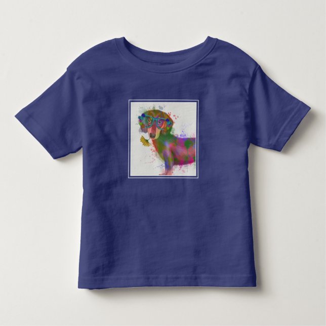 Dackel und Gläser Rainbow Splash Kleinkind T-shirt (Vorderseite)