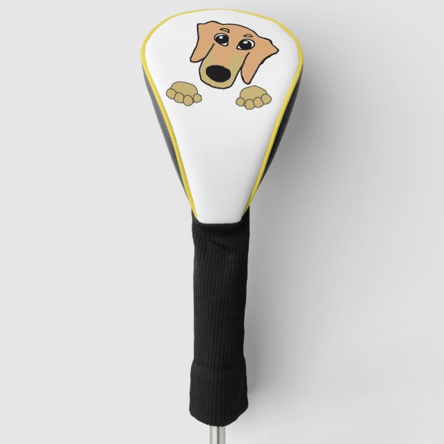 Dackel und hellbrauner Cartoon Golf Headcover (Vorderseite)