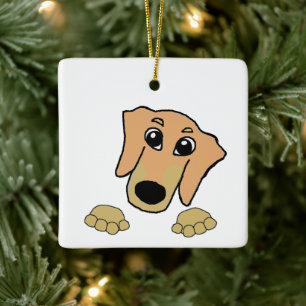 Dackel und hellbrauner Cartoon Keramikornament