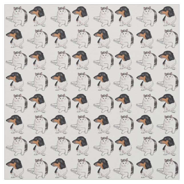 Dackel und japanischer Bobtail Gewebe-Druck Stoff (Muster)