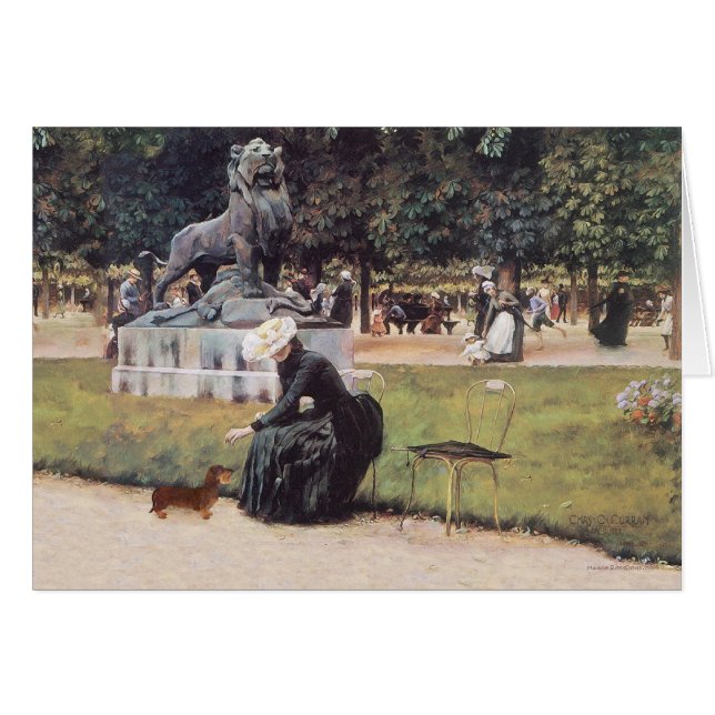 Dackel und Lady im Park (Vorderseite (Horizontal))