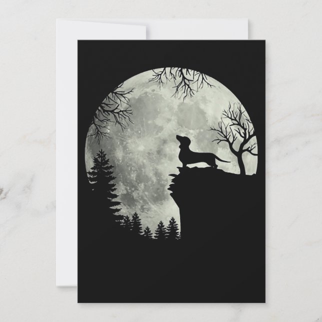 Dackel und MondHalloween Einladung (Vorderseite)