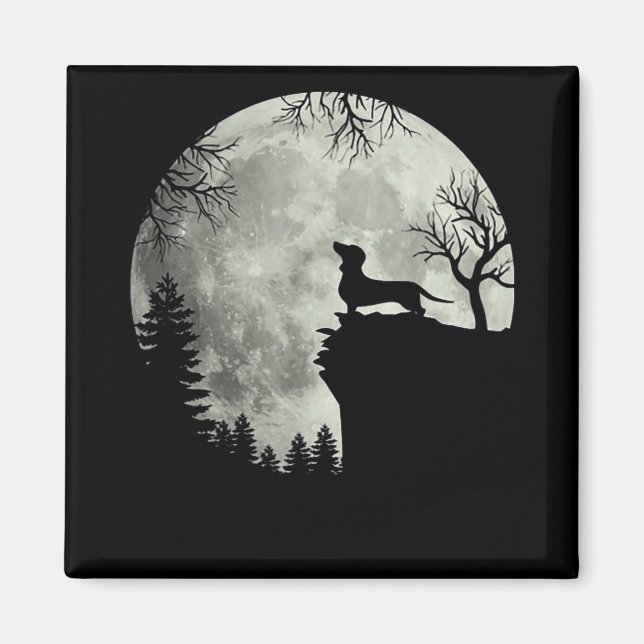 Dackel und MondHalloween Magnet (Vorne)