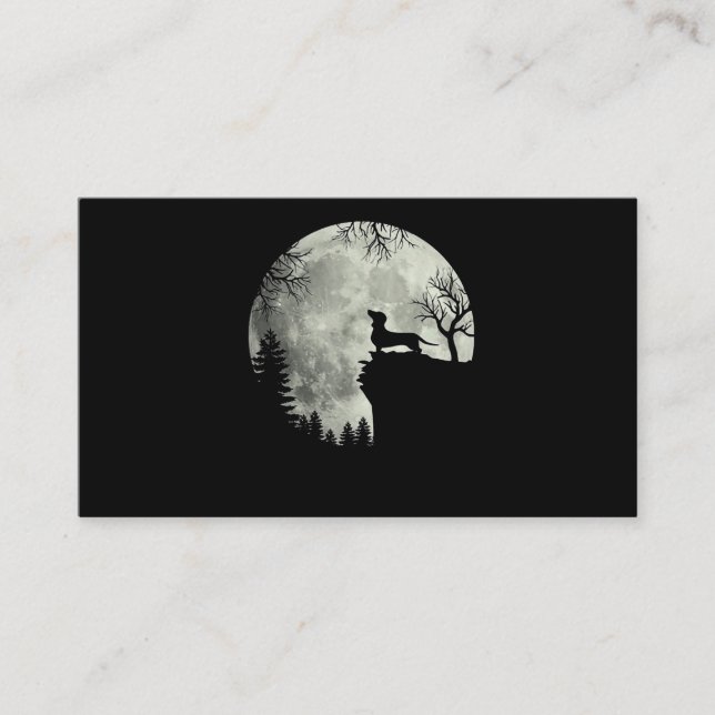 Dackel und MondHalloween Visitenkarte (Vorderseite)