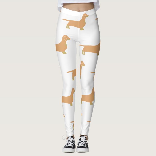Dackel und tan Silhouette Leggings (Vorderseite)