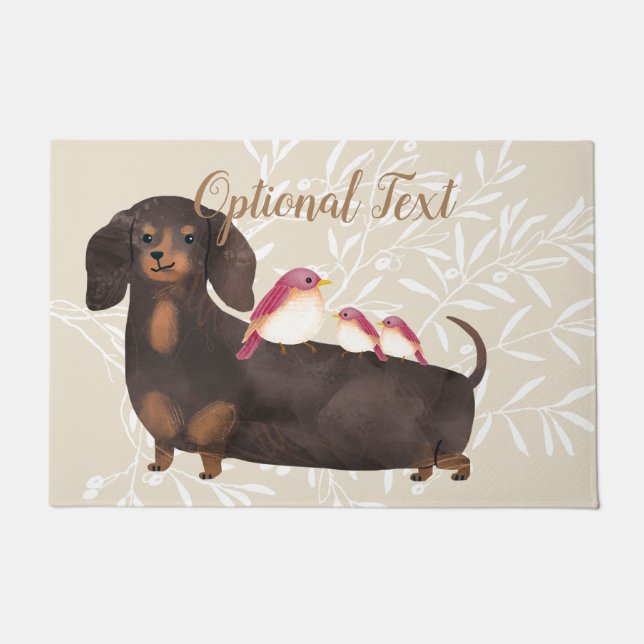 Dackel und Vogelfamilie Fußmatte (Vorderseite)