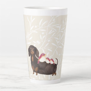 Dackel und Vogelfamilie Milchtasse