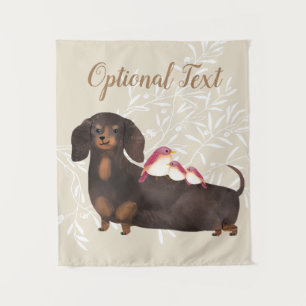 Dackel und Vogelfamilie Wandteppich