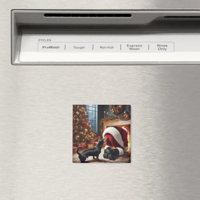 Dackel und Weihnachtsmann  Magnet (In Situ (Geschirrspüler))