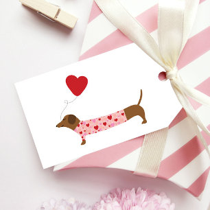 Dackel Valentine, Valentinstag Rosa und Rot Geschenkanhänger