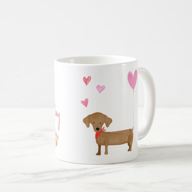 Dackel Valentines Docht Kaffee Tasse (VorderseiteRechts)