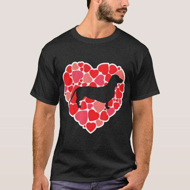 Dackel Valentinstag Dackel T-Shirt (Vorderseite)