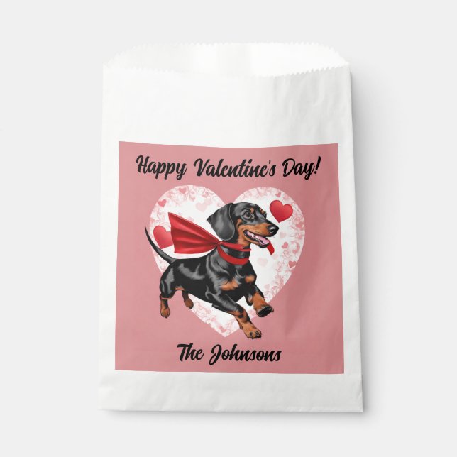 Dackel Valentinstag Gefälligkeitsags Geschenktütchen (Vorderseite)