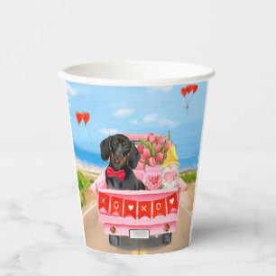 Dackel Valentinstag Lkw Herz Pappbecher