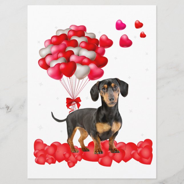 Dackel Valentinstag Out Heart Hund Lover Menükarte (Vorderseite)
