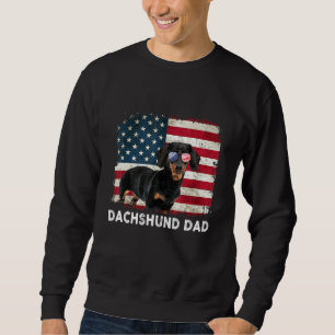 Dackel Vater Amerikanische Flagge am 4. Juli Sweatshirt