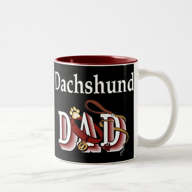 Dackel VATER Geschenke Zweifarbige Tasse (Rechts)