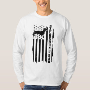 Dackel Vater Vintag American Flag Patriotic Wein T-Shirt