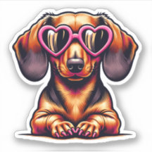Dackel Vinyl Sticker - Herzbrille