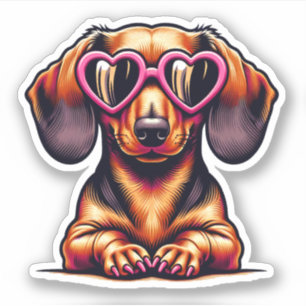 Dackel Vinyl Sticker - Herzbrille