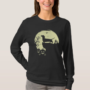 Dackel Vollmond Dackel Hund Beängstigend Halloween T-Shirt