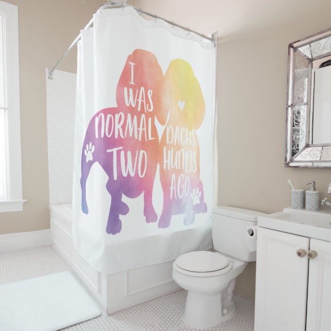 Dackel war ich vor zwei Niedlichen Mama Mama Gesch Duschvorhang (Beispiel)