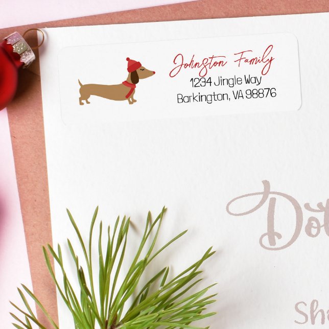Dackel Warmwünscht Weihnachten (Snuggle winter Christmas dachshund vibes with a cutie to accompany your holiday card sending.)