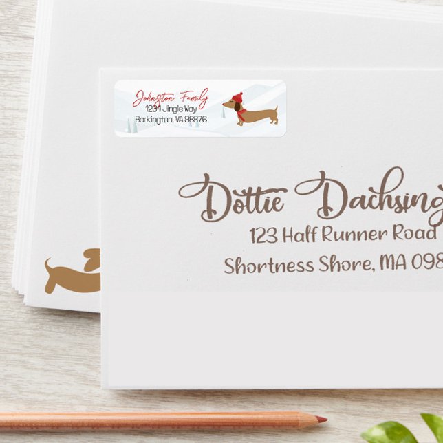 Dackel Warmwünscht Weihnachten (Custom Dachshund Christmas Address Labels)