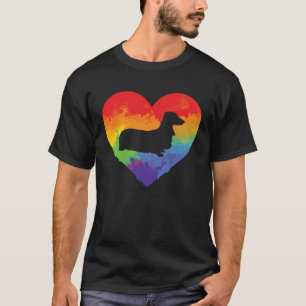 Dackel Wasserfarbener Regenbogen Herz für Dackel T-Shirt