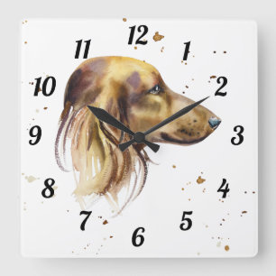 Dackel Watercolor Pet Animal Weiner Dog Quadratische Wanduhr