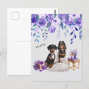 Dackel Wedding Art Postkarte