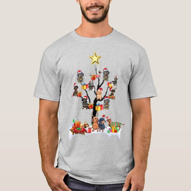 Dackel Weihnachten auf Tree Shirt Weihnachten Weih (Vorderseite)