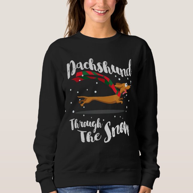 Dackel Weihnachten durch den Schnee Sweatshirt (Vorderseite)