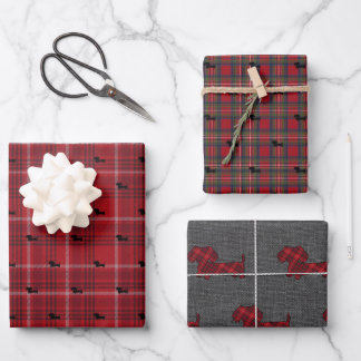 Dackel Weihnachten Karierte Geschenkpackpapier Geschenkpapier Set