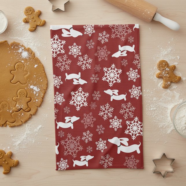 Dackel Weihnachten Küchentuch (Wiener Dog Dachshund Christmas Winter Dish Towel )