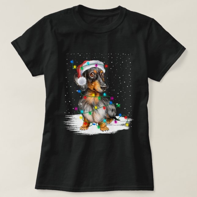 Dackel Weihnachten Lieben führte Geschenke Niedlic T-Shirt (Design vorne)
