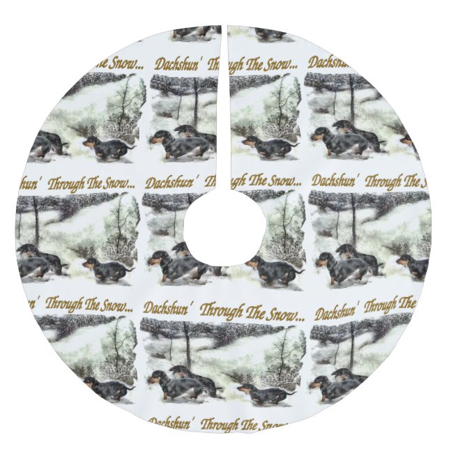 Dackel Weihnachten Polyester Weihnachtsbaumdecke (Vorderseite)