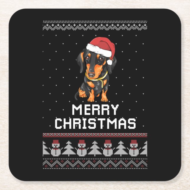 Dackel Weihnachten Rechteckiger Pappuntersetzer (Vorderseite)