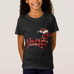 Dackel Weihnachten Rot Kariert Buffalo Pajamas Xma T-Shirt
