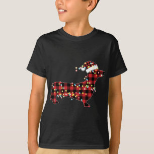 Dackel Weihnachten Rot Kariert Buffalo Pajamas Xma T-Shirt