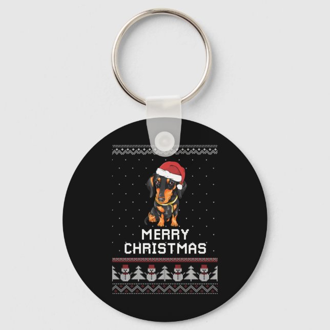 Dackel Weihnachten Schlüsselanhänger (Vorderseite)