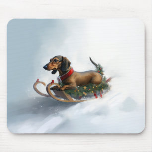 Dackel Weihnachten Schnee Winter Mousepad