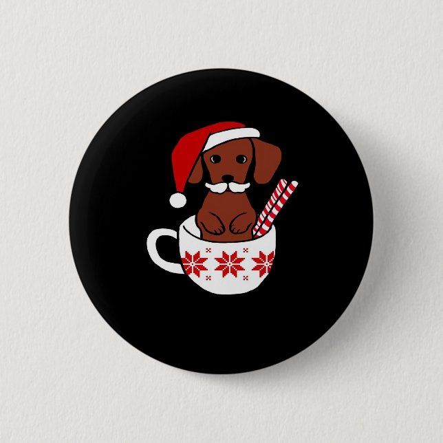 Dackel Weihnachten Schnurrbart Kaffee Tasse Classi Button (Vorderseite)