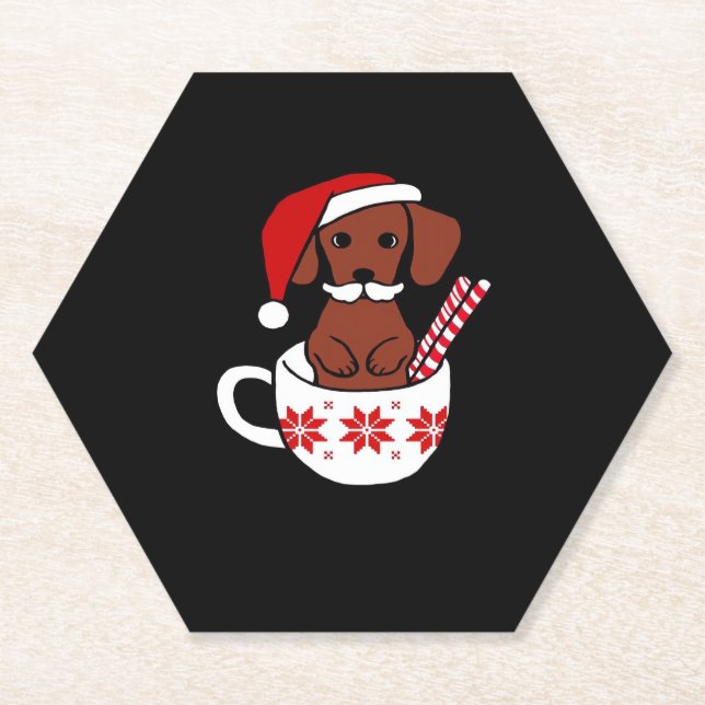 Dackel Weihnachten Schnurrbart Kaffee Tasse Classi Untersetzer (Vorderseite)