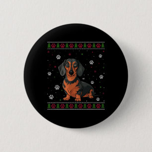 Dackel Weihnachten Sweater Xmas Haustier Hund Lo Button